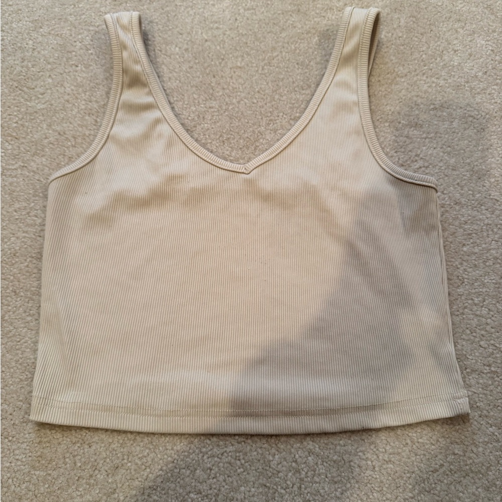 Women's Cream Ribbed Tank Top